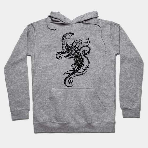 Masterpiece of Nature. Monitor Lizard in tattoo style Hoodie by Yulla